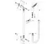 Bauplan für ein duschset von Hansgrohe, bestehend aus verschiedenen Komponenten wie einem Duschkopf, einer Brausestange, Schrauben und Montagematerial.